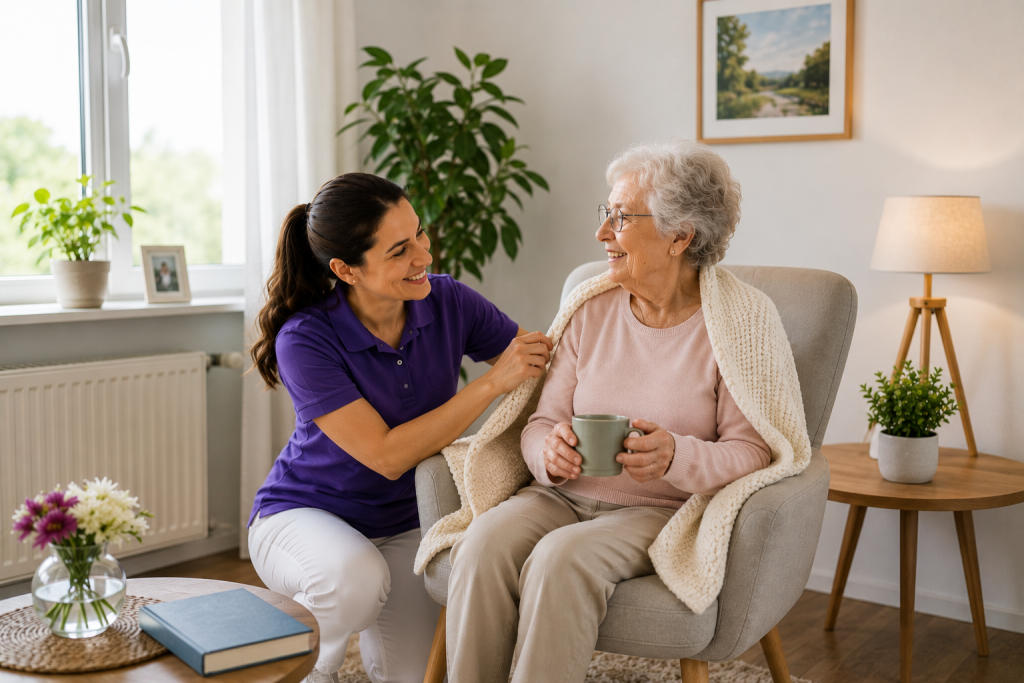 Pflegedienst Frankfurt Unterliederbach unterstützt Seniorin zu Hause